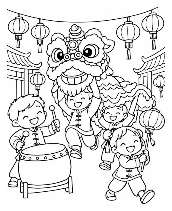Preview of Chinese New Year Coloring Page for Kids